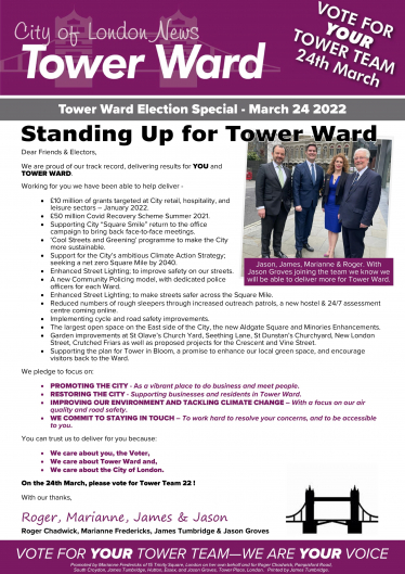 James Tumbridge Standing Up for Tower Ward